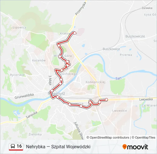 Автобус 16: карта маршрута