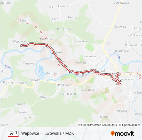 Автобус 1: карта маршрута