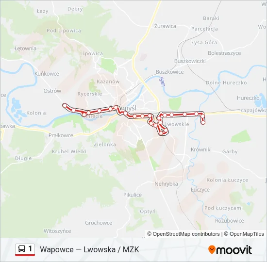 Автобус 1: карта маршрута