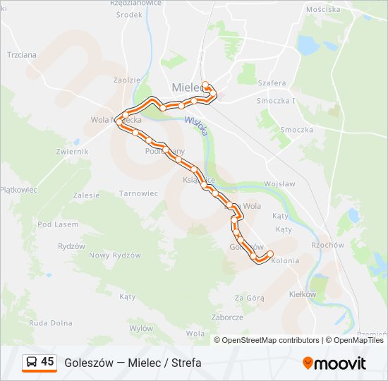 45 bus Line Map