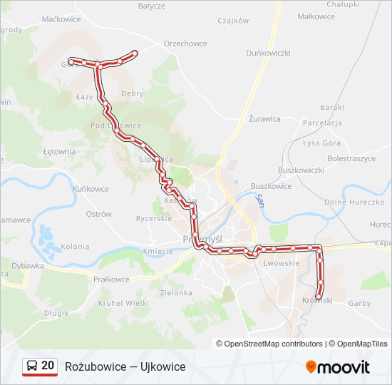 Автобус 20: карта маршрута