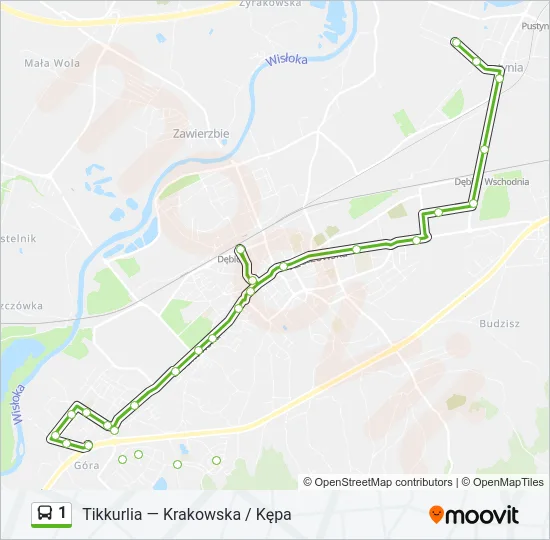 Автобус 1: карта маршрута