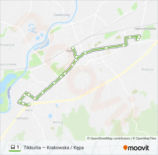 Автобус 1: карта маршрута
