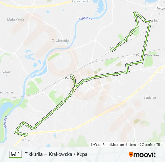 Автобус 1: карта маршрута