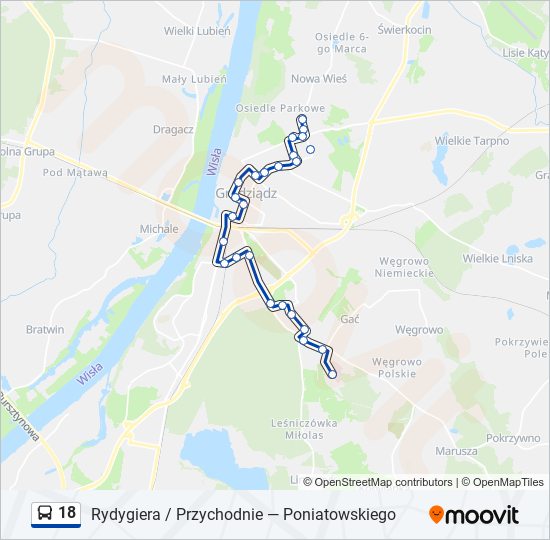 18 bus Line Map