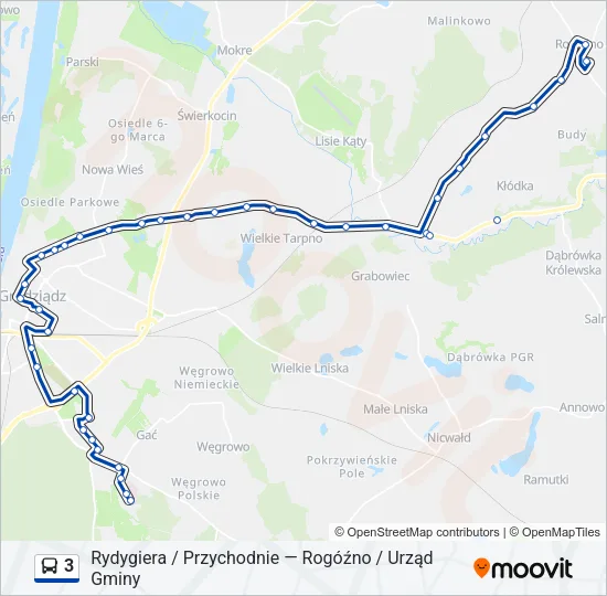 Автобус 3: карта маршрута