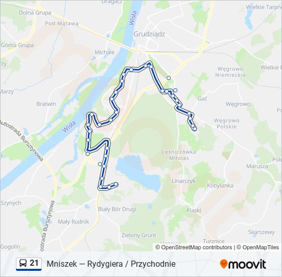 21 bus Line Map