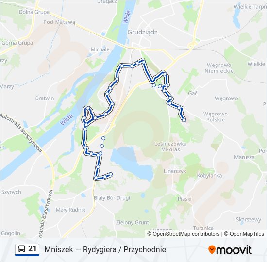 21 bus Line Map