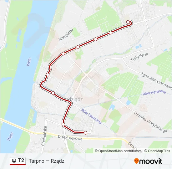 Трамвай T2: карта маршрута