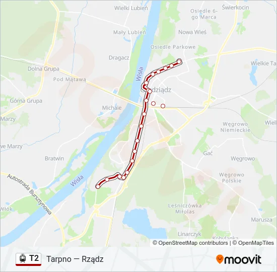 T2 Light Rail Line Map