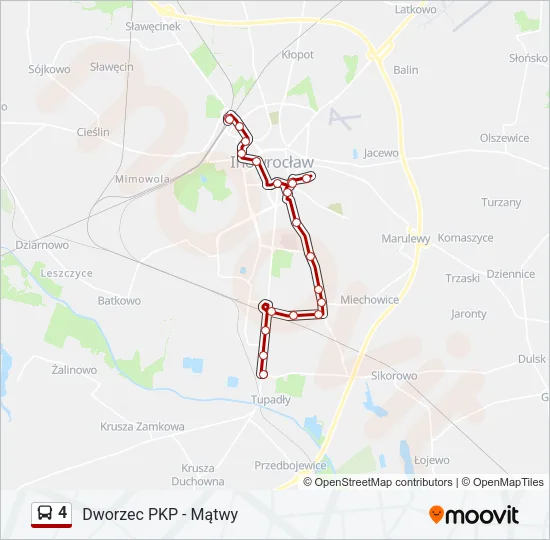 Автобус 4: карта маршрута