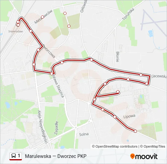 Автобус 1: карта маршрута