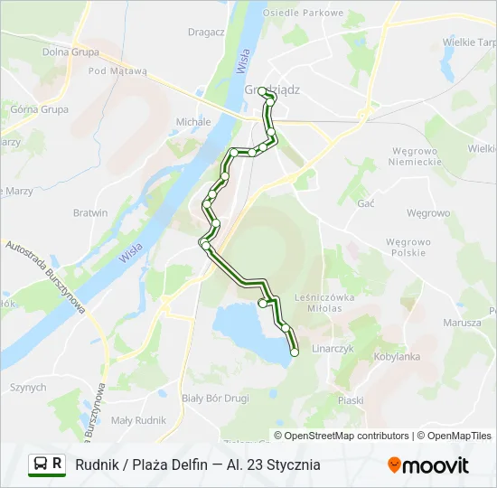 R Bus Line Map