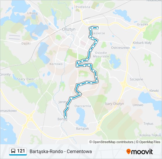 121 bus Line Map