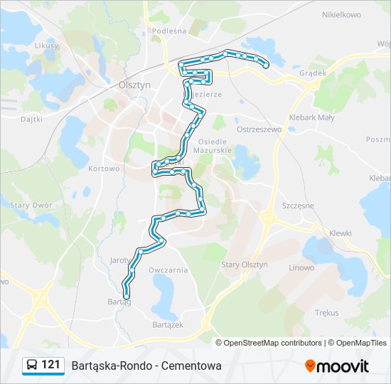 121 bus Line Map