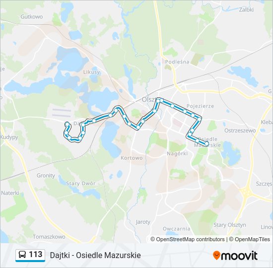 113 bus Line Map