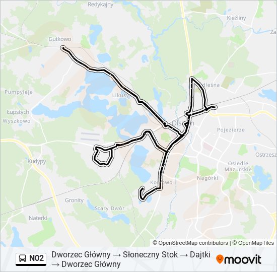 N02 bus Line Map