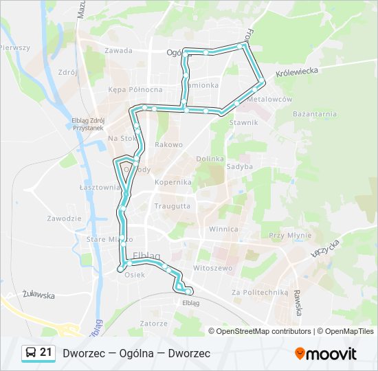 21 bus Line Map