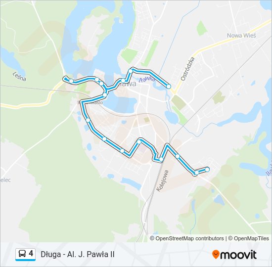 Mapa linii autobus 4