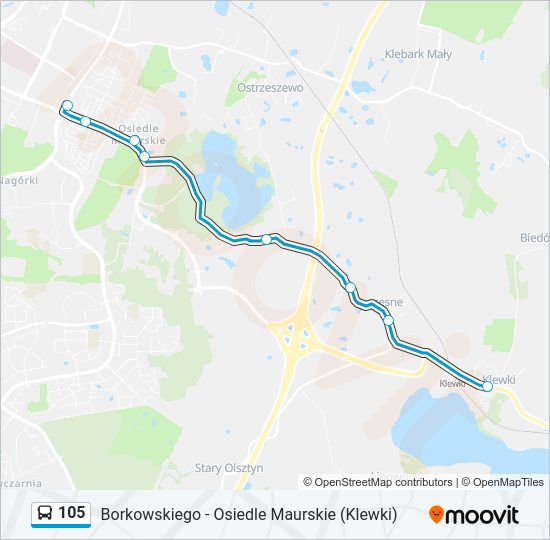 105 bus Line Map