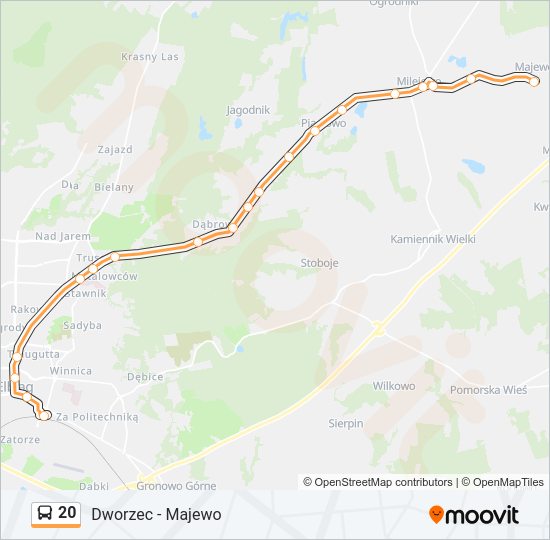 Автобус 20: карта маршрута