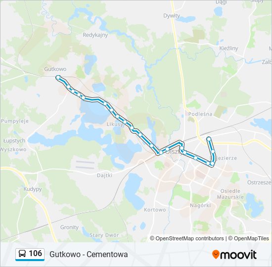 106 bus Line Map