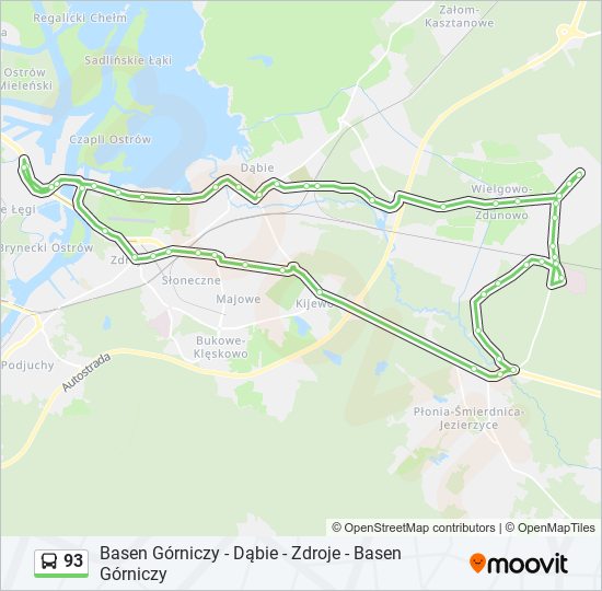 93 bus Line Map