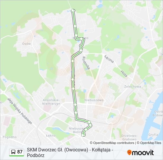 Mapa linii autobus 87