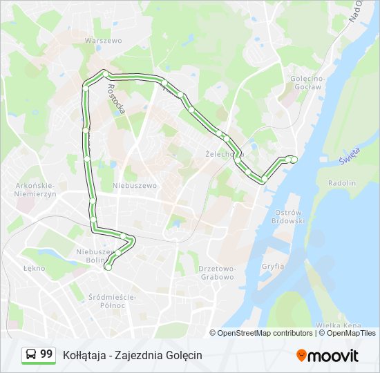 Mapa linii autobus 99