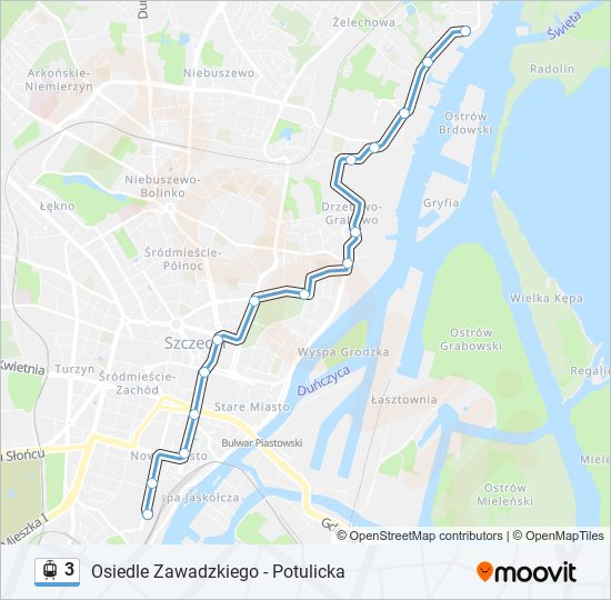 Трамвай 3: карта маршрута