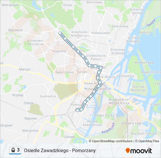Трамвай 3: карта маршрута