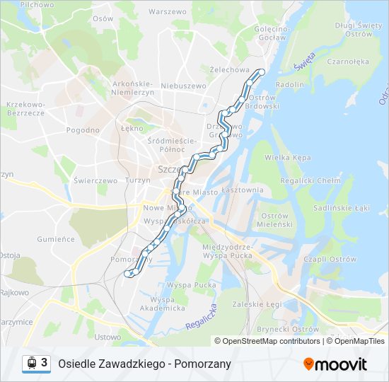 Трамвай 3: карта маршрута