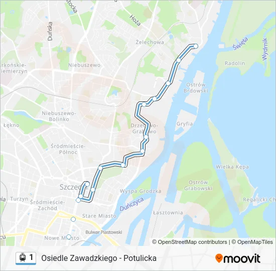 Трамвай 1: карта маршрута