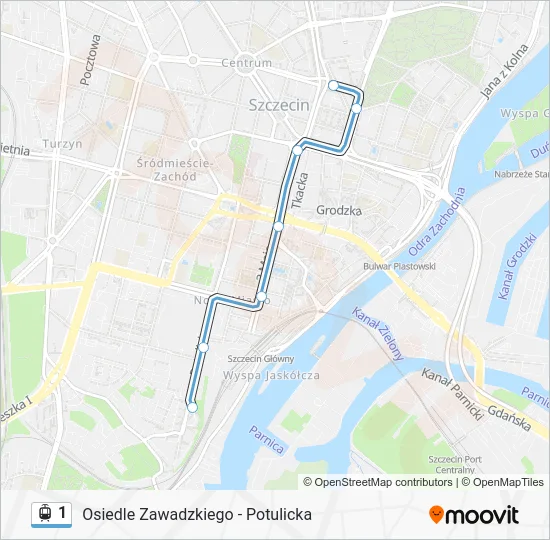 Трамвай 1: карта маршрута