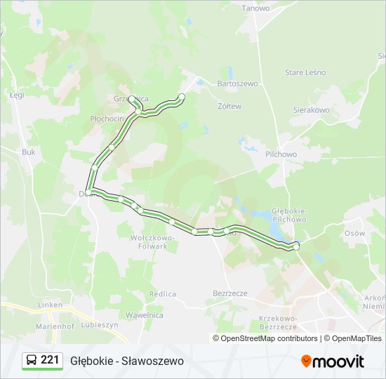 Mapa linii autobus 221