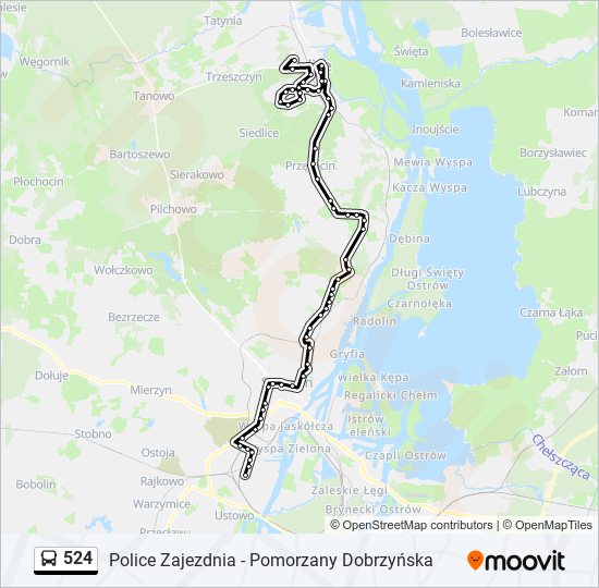 524 bus Line Map