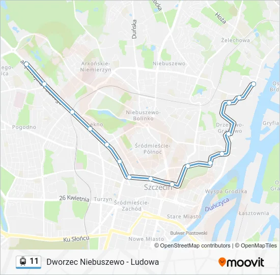 Трамвай 11: карта маршрута