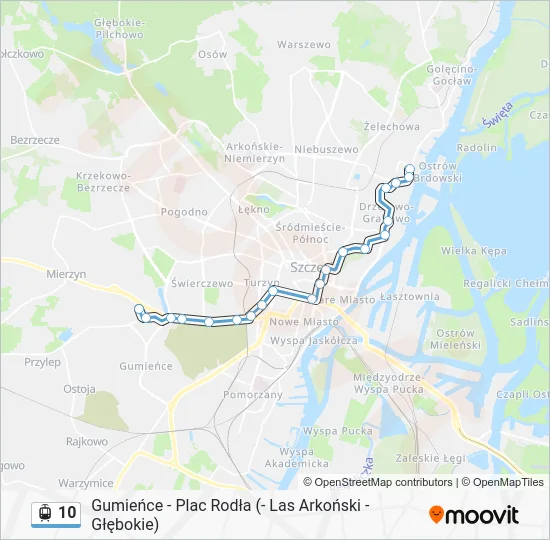 Трамвай 10: карта маршрута