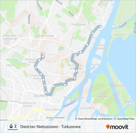 Трамвай 2: карта маршрута