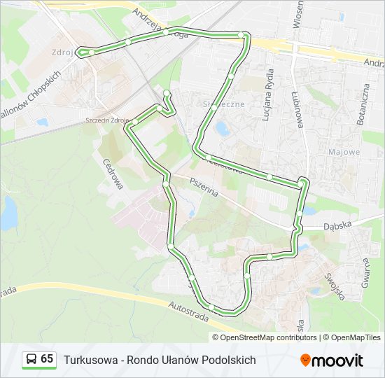 65 bus Line Map