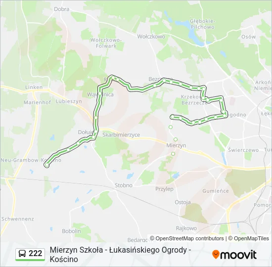 Автобус 222: карта маршрута