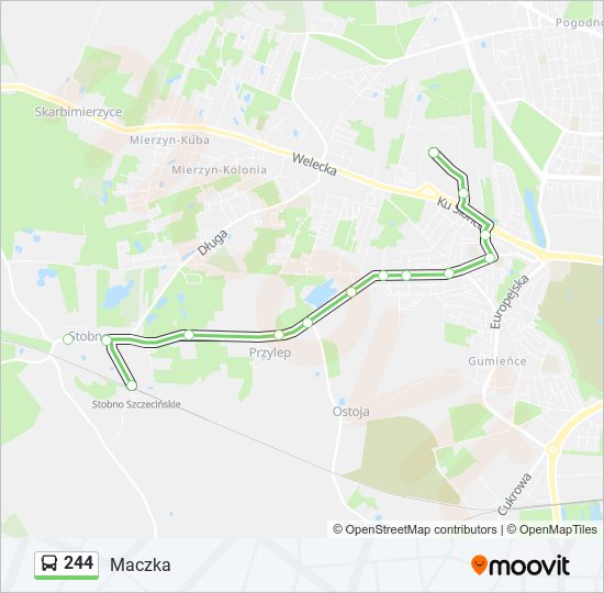 Mapa linii autobus 244