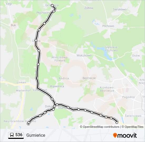 536 bus Line Map