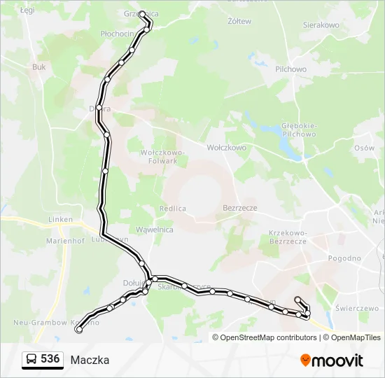 Автобус 536: карта маршрута