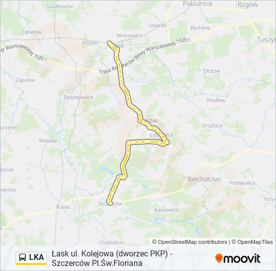 Mapa linii autobus LKA