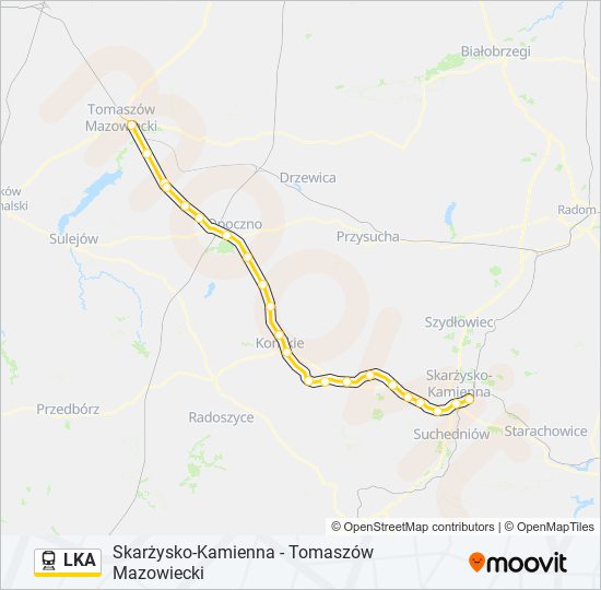 Mapa linii kolej LKA