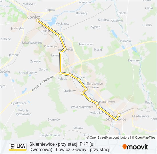 Mapa linii kolej LKA