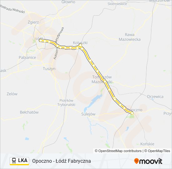 Mapa linii kolej LKA