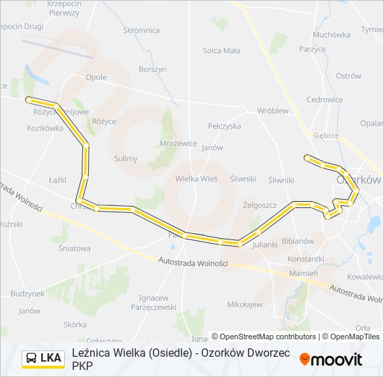 Mapa linii autobus LKA