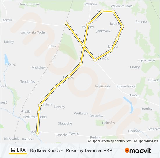 Mapa linii autobus LKA